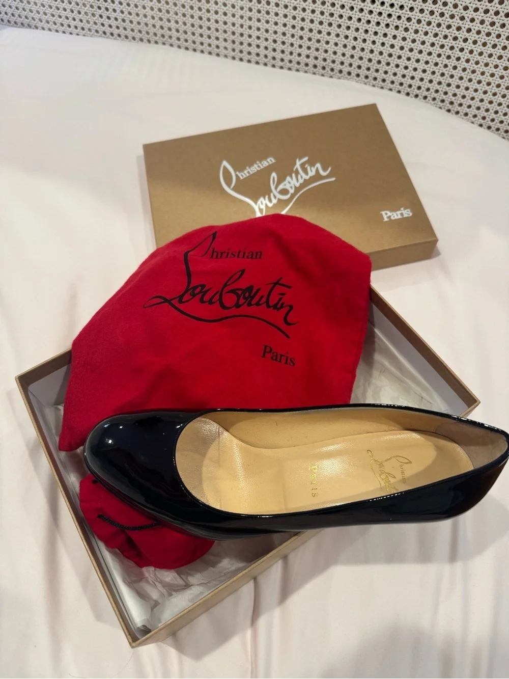 Christian Louboutin Black Patent Round-Toe New Simple Platform Pump